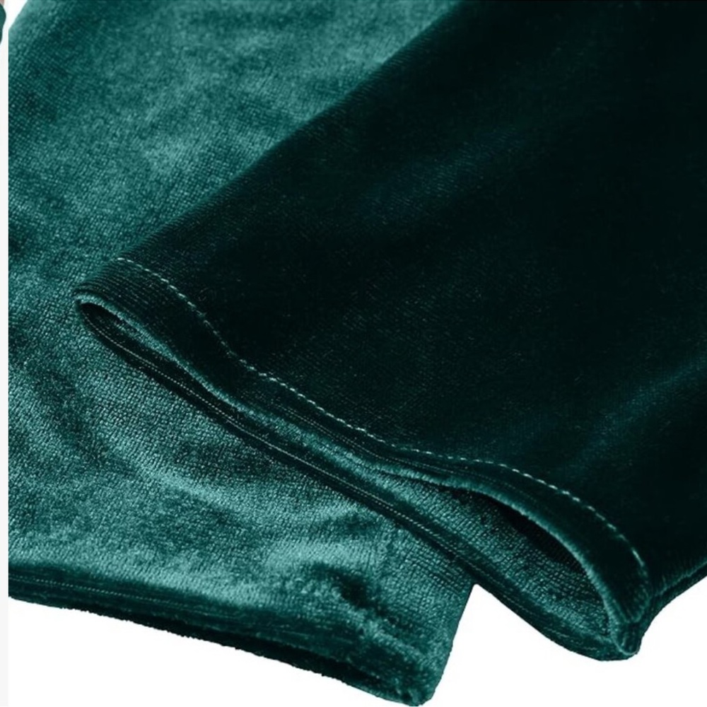Velvet Tea Party Elbow Gloves Green New - Picture 6 of 7